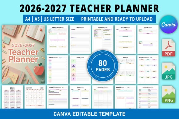 Download Editable 2026-2027 Teacher Planner - Premium Bundle